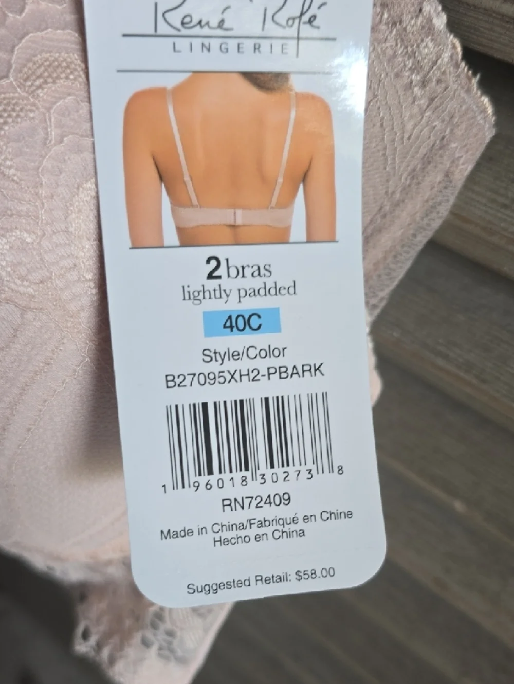 Rene Rofe Lace Lightly Padded Bra in Blush - Picture 16 of 16